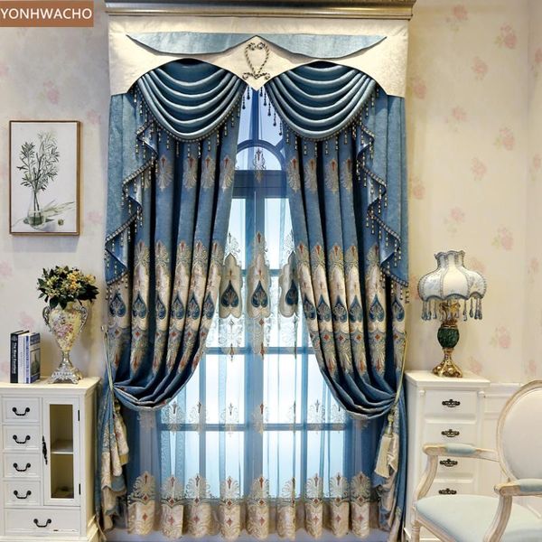 custom curtain european luxury chenille embroidery thick shading bedroom blue cloth blackout valance tulle panel c544 & drapes
custom curtain european luxury chenille embroidery thick shading bedroom blue cloth blackout valance tulle panel c544 & drapes