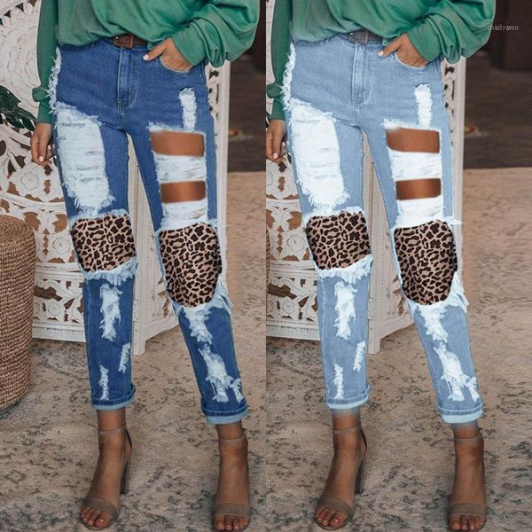 women's jeans women button high waist pocket leopard hole trousers slim denim pants pencil vintage skinny fashion, Blue 
women's jeans women button high waist pocket leopard hole trousers slim denim pants pencil vintage skinny fashion, Blue