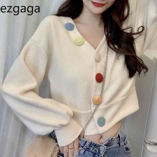 ezgaga knitted cardigan women v-neck long sleeve loose solid korean sweet candy colors button crop gilr fashion sweater 210430, White
ezgaga knitted cardigan women v-neck long sleeve loose solid korean sweet candy colors button crop gilr fashion sweater 210430, White