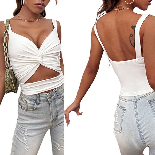 women's tanks & camis women solid color cropped sling , hollow out sleeveless deep v-neck knot vest for summer, White
women's tanks & camis women solid color cropped sling , hollow out sleeveless deep v-neck knot vest for summer, White