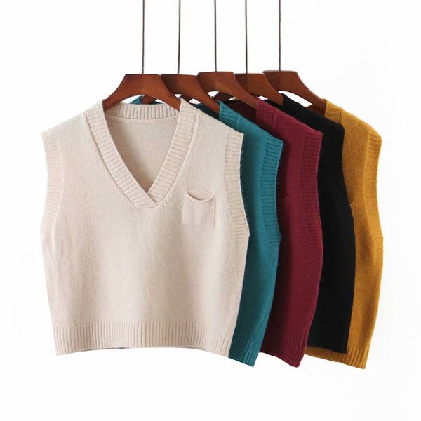 casual woman colorful v neck knitted vest fashion ladies autumn soft sleeveless sweater female chic solid color 210515, Black;white
casual woman colorful v neck knitted vest fashion ladies autumn soft sleeveless sweater female chic solid color 210515, Black;white