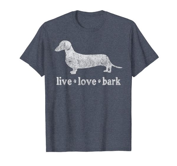 retro dachshund live love bark t shirt, White;black