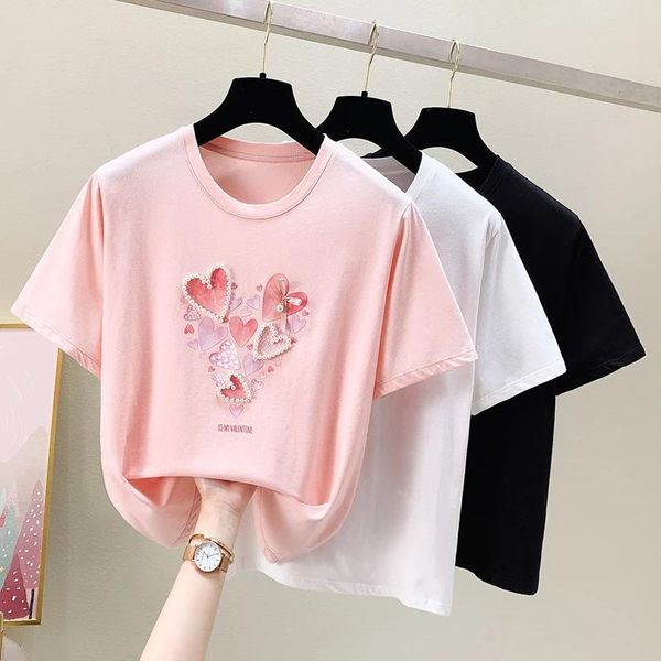 women's t-shirt ggright 2021 short sleeve beading love print girls summer t shirt women korean fashion white tee femme pink
women's t-shirt ggright 2021 short sleeve beading love print girls summer t shirt women korean fashion white tee femme pink