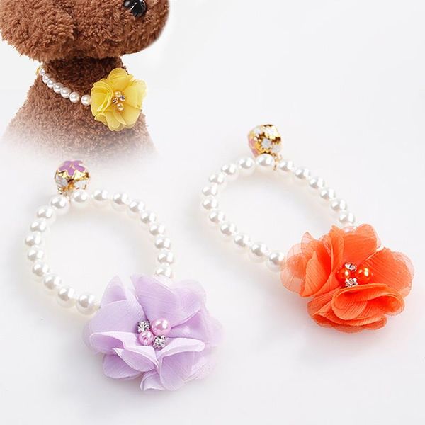 pet pearl necklace collar dog cat flowers stretch small ornaments bell elastic collars & leashes
pet pearl necklace collar dog cat flowers stretch small ornaments bell elastic collars & leashes