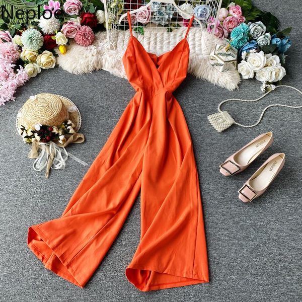 women's jumpsuits & rompers neploe backless women v neck sleeveless ladies playsuits elegant lace up slim waist wide leg beach bodysuit, Black;white
women's jumpsuits & rompers neploe backless women v neck sleeveless ladies playsuits elegant lace up slim waist wide leg beach bodysuit, Black;white
