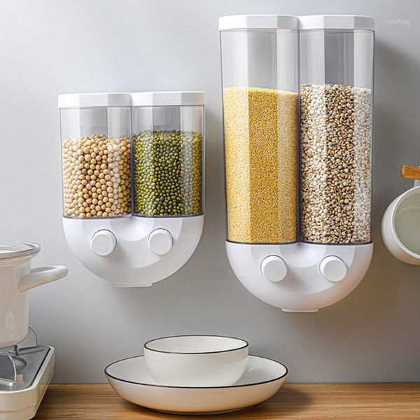 storage bottles & jars kitchen press type dry box wall-mounted grain distributor sealed tank with 2 compartments
storage bottles & jars kitchen press type dry box wall-mounted grain distributor sealed tank with 2 compartments