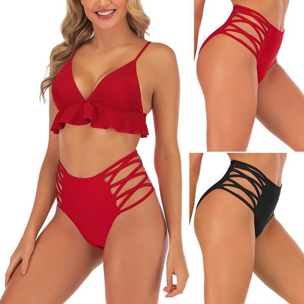 two-piece suits women's high waist swimming trunks, hips, solid color pleated
two-piece suits women's high waist swimming trunks, hips, solid color pleated