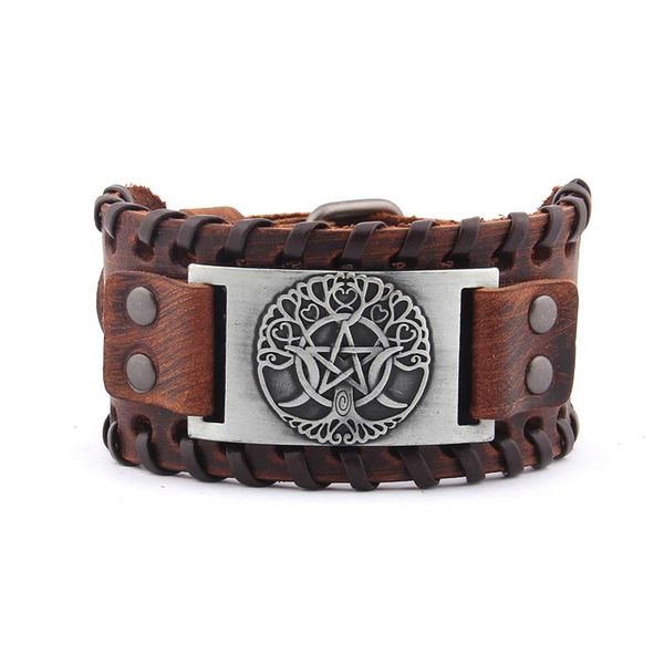 charm bracelets tree of life and pentagram vintage wrap leather man with antique bronze metal viking bracelet jewelry, Golden;silver
charm bracelets tree of life and pentagram vintage wrap leather man with antique bronze metal viking bracelet jewelry, Golden;silver
