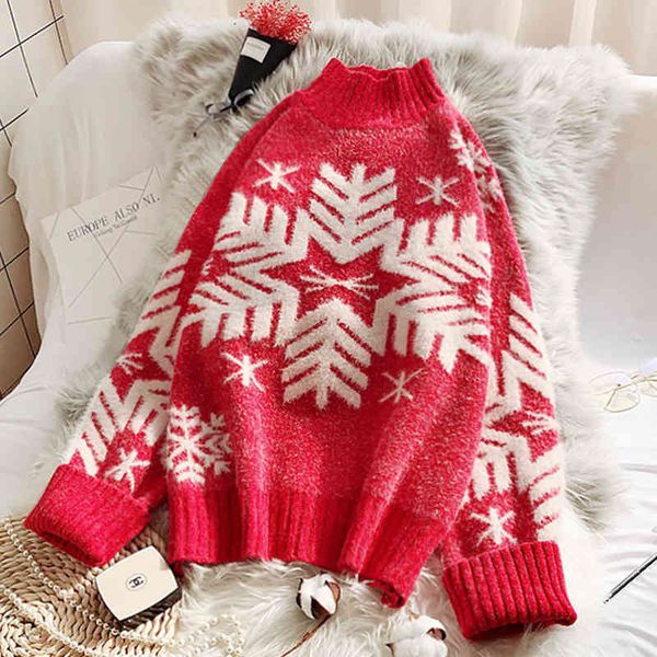 paris girl red christmas pullover snowflake loose sweater women autumn winter kerst casual soft long sleeves knitted 210524, White;black
paris girl red christmas pullover snowflake loose sweater women autumn winter kerst casual soft long sleeves knitted 210524, White;black