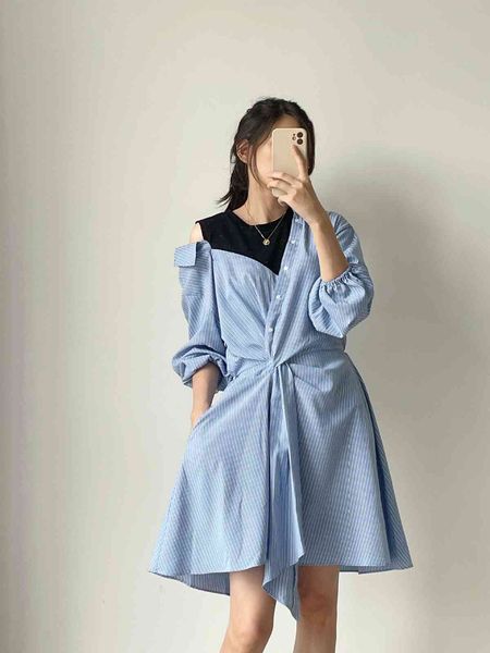 luxury casual drs21 summer autumn women's wear fake two irregular stitching waist stripe long sleeve shirt drs, Black;gray
luxury casual drs21 summer autumn women's wear fake two irregular stitching waist stripe long sleeve shirt drs, Black;gray