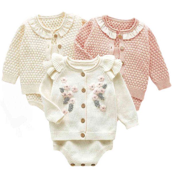 children baby clohting knit set autumn embroidery flowers set fashion baby girls clothes long sleeve knit cardigan+romper sets y220310, White
children baby clohting knit set autumn embroidery flowers set fashion baby girls clothes long sleeve knit cardigan+romper sets y220310, White