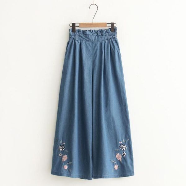 women's jeans small fresh flower embroidery woman 2021 autumn high waist loose wide leg pants women casual denim trousers w504, Blue
women's jeans small fresh flower embroidery woman 2021 autumn high waist loose wide leg pants women casual denim trousers w504, Blue
