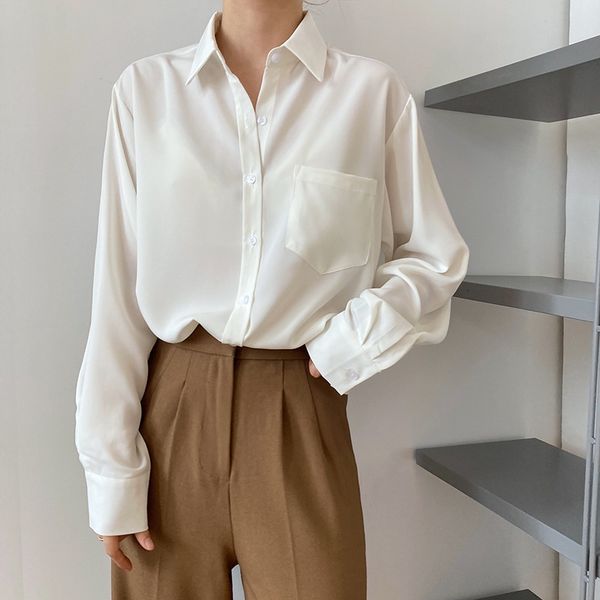 blouses 2021 Spring Long Blouse Turn Down Collar Blouses Pocket Tops Elegant Women White Shirt
blouses 2021 Spring Long Blouse Turn Down Collar Blouses Pocket Tops Elegant Women White Shirt