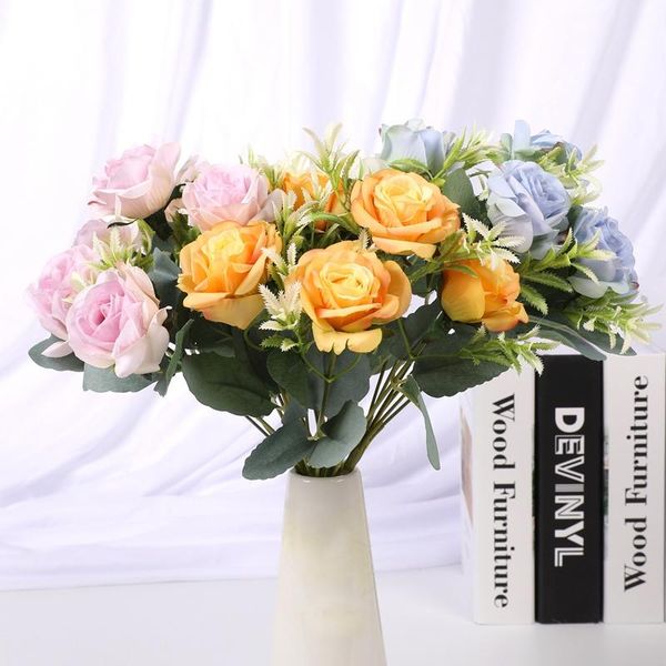 decorative flowers & wreaths 1 bouquet artificial rose flower silk for wedding bride holding diy home party gift room decoration garden
decorative flowers & wreaths 1 bouquet artificial rose flower silk for wedding bride holding diy home party gift room decoration garden