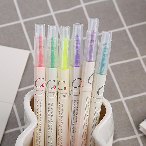 6pcs cute colored markers pen candy color sketching stationery for school pens highlighter art office highlighters, Black;red
6pcs cute colored markers pen candy color sketching stationery for school pens highlighter art office highlighters, Black;red