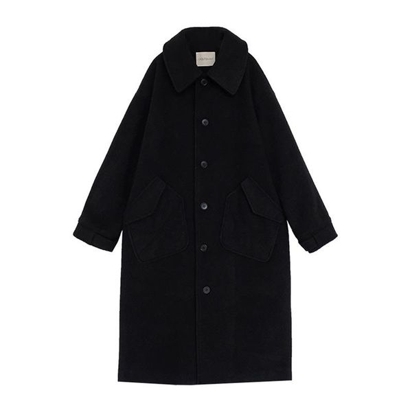 women's wool & blends autumn and winter 2021 mid length woolen coat thickened hepburn style cashmere college, Black
women's wool & blends autumn and winter 2021 mid length woolen coat thickened hepburn style cashmere college, Black