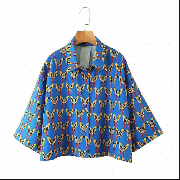 summer womens women blouses casual wild bird print za short blouse female elegant sleeve single loose shirt femme, White
summer womens women blouses casual wild bird print za short blouse female elegant sleeve single loose shirt femme, White