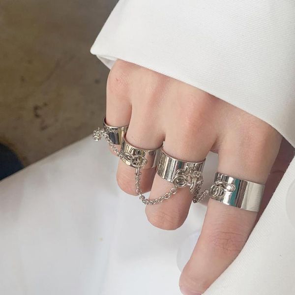 cluster rings punk cool hip multi-layer adjustable chain four open finger alloy man rotate for women party gift, Golden;silver
cluster rings punk cool hip multi-layer adjustable chain four open finger alloy man rotate for women party gift, Golden;silver
