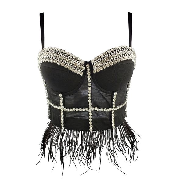 women designer crystal diamonds mesh black white feathers cotton camisole summer ladies trendy camis crop 210527
women designer crystal diamonds mesh black white feathers cotton camisole summer ladies trendy camis crop 210527