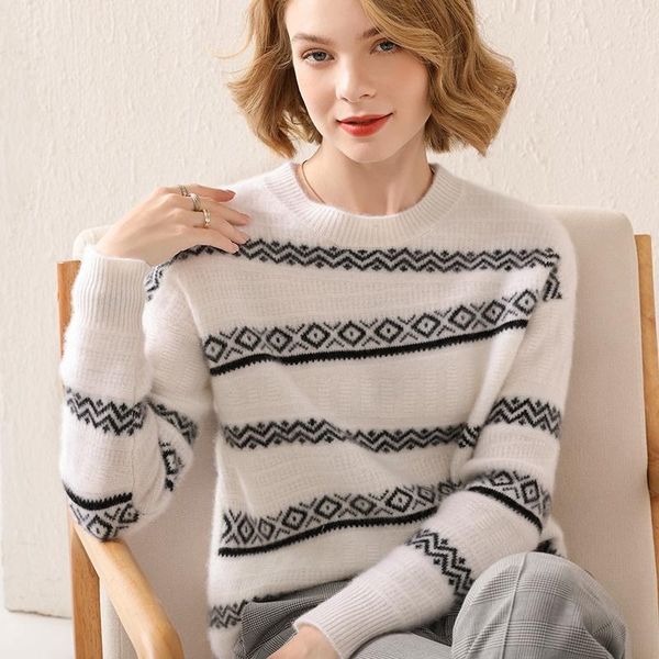 women's sweaters cashmere sweater women o-neck ladies year knitted long-sleeved jacket, White;black
women's sweaters cashmere sweater women o-neck ladies year knitted long-sleeved jacket, White;black