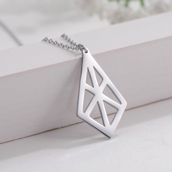pendant necklaces stainless steel geometrical hollow out pattern rhombus personality choker necklace for unisex, Silver
pendant necklaces stainless steel geometrical hollow out pattern rhombus personality choker necklace for unisex, Silver