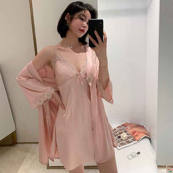 women's sleepwear 2021 summer women lace robe sets rayon bride kimono bathrobe gown strap nightgown bath lingerie sleepshirt home c, Black;red
women's sleepwear 2021 summer women lace robe sets rayon bride kimono bathrobe gown strap nightgown bath lingerie sleepshirt home c, Black;red