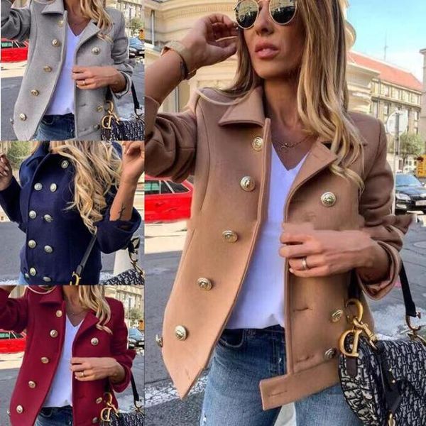 men's shorts double breasted thickened wool jacket in autumn and winter 2021, White;black
men's shorts double breasted thickened wool jacket in autumn and winter 2021, White;black