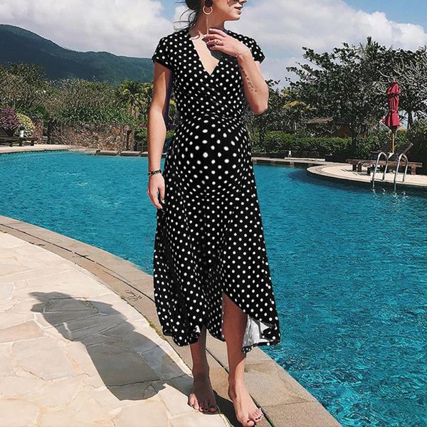 fashion maternity dresses womens maternity dot v-neck short sleeve long pregnancy sundress pregnant clothing robe vestidos, White
fashion maternity dresses womens maternity dot v-neck short sleeve long pregnancy sundress pregnant clothing robe vestidos, White
