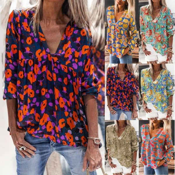 blouse women fashion flower printed v-neck casual long sleeve ropa de mujer blusas women's blouses & shirts, White
blouse women fashion flower printed v-neck casual long sleeve ropa de mujer blusas women's blouses & shirts, White