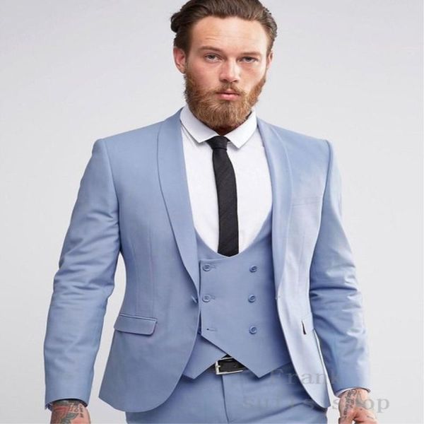 men's suits & blazers the fashion light blue shawl lapel groomsmen men wedding groom suit 3 pieces (jacket + vest pants), White;black
men's suits & blazers the fashion light blue shawl lapel groomsmen men wedding groom suit 3 pieces (jacket + vest pants), White;black