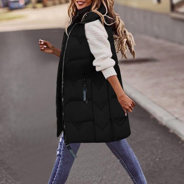 women's vests winter coat vest hooded sleeveless warm cotton pockets mid-length quilted jacket female outwear #40, Black;white
women's vests winter coat vest hooded sleeveless warm cotton pockets mid-length quilted jacket female outwear #40, Black;white