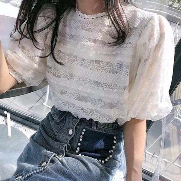 women's blouses & shirts fashion lace shirt for women summer 2021 korean style bubble sleeve solid sweet o-neck slim lady, White
women's blouses & shirts fashion lace shirt for women summer 2021 korean style bubble sleeve solid sweet o-neck slim lady, White
