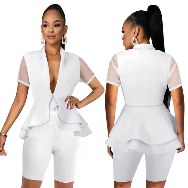 spring women set butterfly sleeve short coat + pants two piece sheer mesh office lady outfits women's tracksuits, Gray
spring women set butterfly sleeve short coat + pants two piece sheer mesh office lady outfits women's tracksuits, Gray