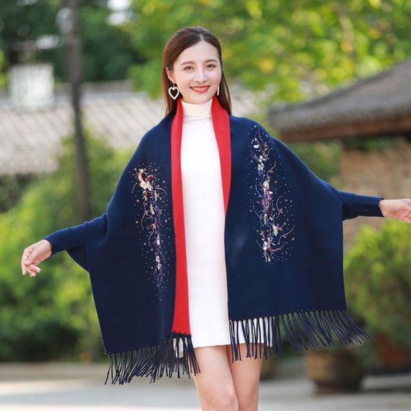 scarves brand women wearable winter poncho sleeve shawls wraps ladys pashmina shawl thicken scarf stoles warm embroidery ponchos capes, Blue;gray
scarves brand women wearable winter poncho sleeve shawls wraps ladys pashmina shawl thicken scarf stoles warm embroidery ponchos capes, Blue;gray