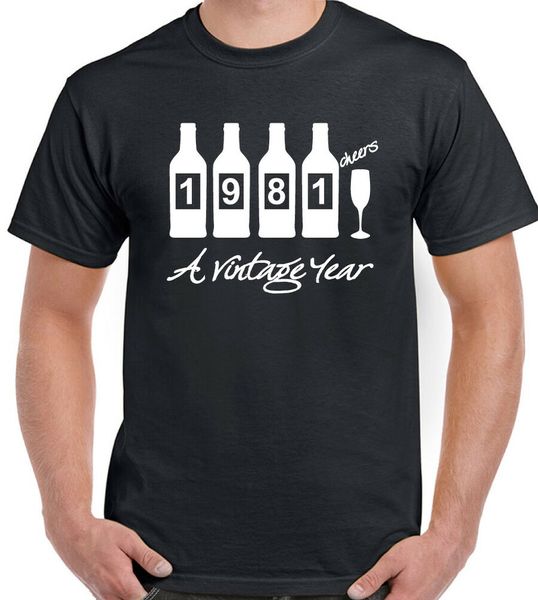 bottles 1981 mens funny 40th birthday t-shirt 40 year old gift present, White;black