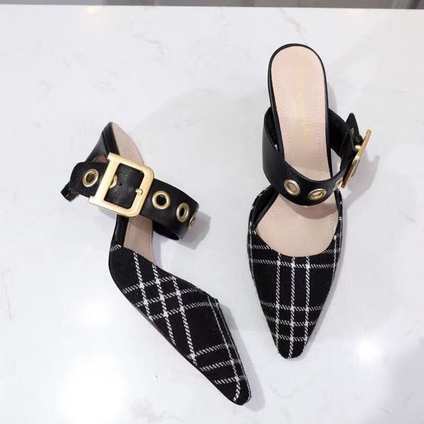 european slipper big name luxury goods, style women's shoes, mesh cloth fine heel sandals, formal bare feet, genuine leather, check pat, Black
european slipper big name luxury goods, style women's shoes, mesh cloth fine heel sandals, formal bare feet, genuine leather, check pat, Black