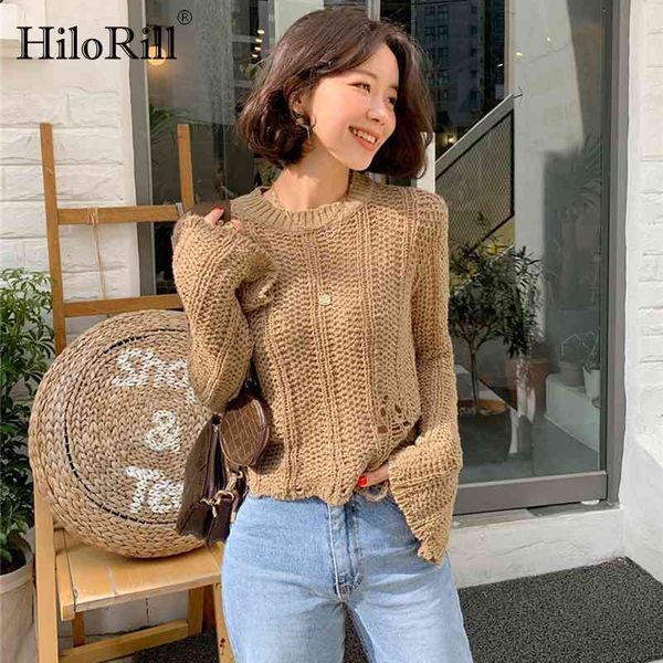 solid knitted blouse women o neck see through shirt holes flare long sleeve ladies spring vetement femme 210508, White
solid knitted blouse women o neck see through shirt holes flare long sleeve ladies spring vetement femme 210508, White
