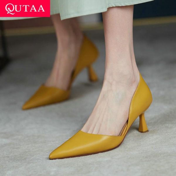 qutaa 2021 genuine leather kid suede pointed toe party women pumps thin high heel hollow fashion female shoes size 34-40, Black
qutaa 2021 genuine leather kid suede pointed toe party women pumps thin high heel hollow fashion female shoes size 34-40, Black