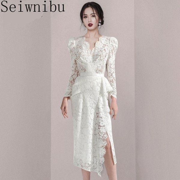 fashion autumn women lace dress runway v neck puff sleeve ruffles bodycon split white party midi casual dresses, Black;gray
fashion autumn women lace dress runway v neck puff sleeve ruffles bodycon split white party midi casual dresses, Black;gray