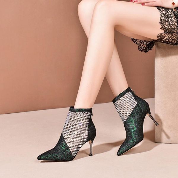 boots mesh women's genuine leather 2021 spring thin heeled pointed sandal high heel hollow-out shoes la0013, Black
boots mesh women's genuine leather 2021 spring thin heeled pointed sandal high heel hollow-out shoes la0013, Black