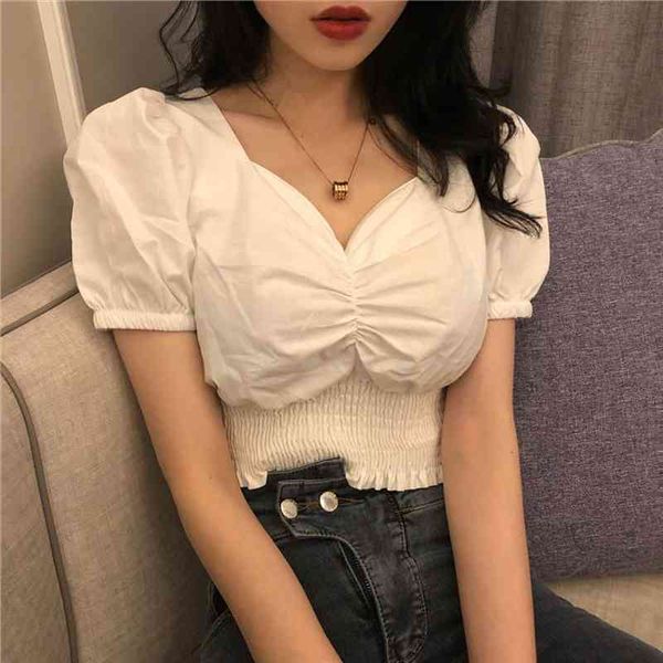 chic retro slim square collar ruffles shirts puff sleeve blouses wild short sleeve high waist ol pleated blusas, White
chic retro slim square collar ruffles shirts puff sleeve blouses wild short sleeve high waist ol pleated blusas, White