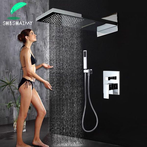 bathroom shower faucet set system chrome rain waterfall square head big size wall mounted 3-ways cold mixer tap sets
bathroom shower faucet set system chrome rain waterfall square head big size wall mounted 3-ways cold mixer tap sets