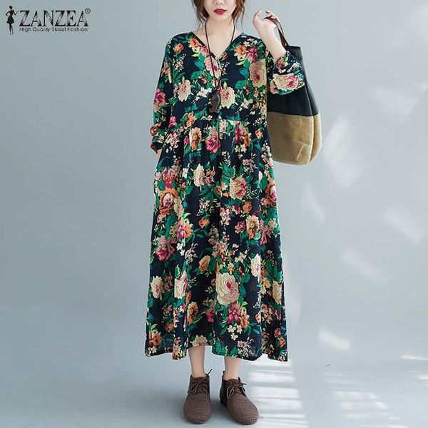 retro spring printed dress women's floral sundress 2021 zanzea casual long sleeve maxi vestidos female v neck robe plus size dresses, Black;gray
retro spring printed dress women's floral sundress 2021 zanzea casual long sleeve maxi vestidos female v neck robe plus size dresses, Black;gray