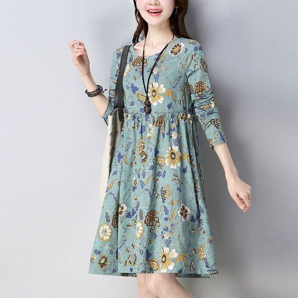 casual dresses women's long sleeve o-neck floral print midi dress vintage cotton linen a-line kaftan summer plus size df2148, Black;gray
casual dresses women's long sleeve o-neck floral print midi dress vintage cotton linen a-line kaftan summer plus size df2148, Black;gray
