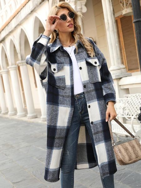women's wool & blends women plaid woolen coat loose leisure mid long shirt style jacket fashion color matching straight single breasted, Black
women's wool & blends women plaid woolen coat loose leisure mid long shirt style jacket fashion color matching straight single breasted, Black