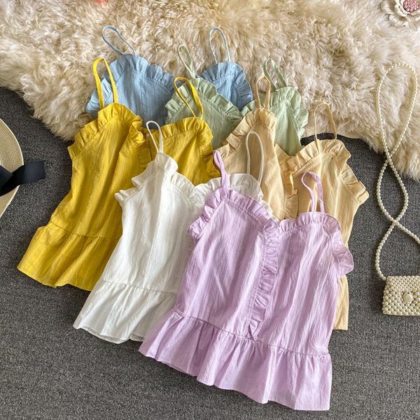 summer korean versatile sling camis vintage with ruffles short sleeves slim outer wear v-neck vests women clothes women's tanks &, White
summer korean versatile sling camis vintage with ruffles short sleeves slim outer wear v-neck vests women clothes women's tanks &, White