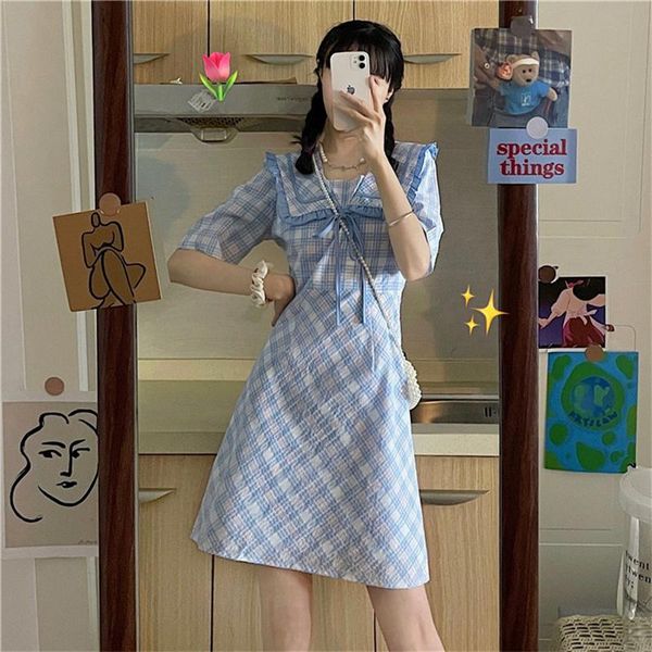 ethnic clothing japanese college style dress for ladies plaid printing puff sleeve navy neck bow slim short dresses jk school uniform, Red
ethnic clothing japanese college style dress for ladies plaid printing puff sleeve navy neck bow slim short dresses jk school uniform, Red