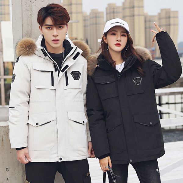 -30 degree snow cold winter white duck down jacket men korean fashion fur hooded windbreaker thicken warm parka coat couples, Black
-30 degree snow cold winter white duck down jacket men korean fashion fur hooded windbreaker thicken warm parka coat couples, Black