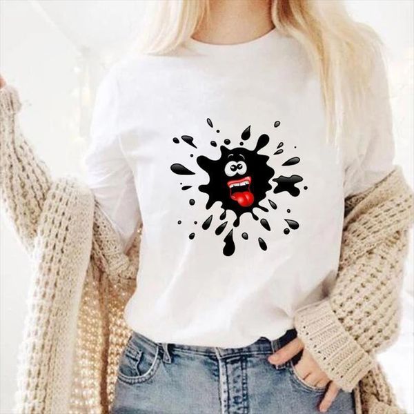 Black Ball Printed O Neck Men Tops Short Sleeve Female Ulzzang Harajuku 90s Girl Summer Simple And Women, White;black 
Black Ball Printed O Neck Men Tops Short Sleeve Female Ulzzang Harajuku 90s Girl Summer Simple And Women, White;black