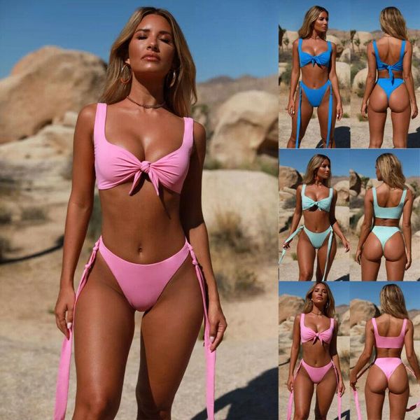 women's swimwear women solid bikini set bandage high waist summer beach bathing suit push up padded bra thong swimsuit monokini, White;black
women's swimwear women solid bikini set bandage high waist summer beach bathing suit push up padded bra thong swimsuit monokini, White;black
